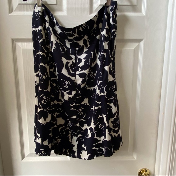 Jones New York Navy + Cream Floral Skirt Size 16 Lined Polyester - Picture 4 of 4